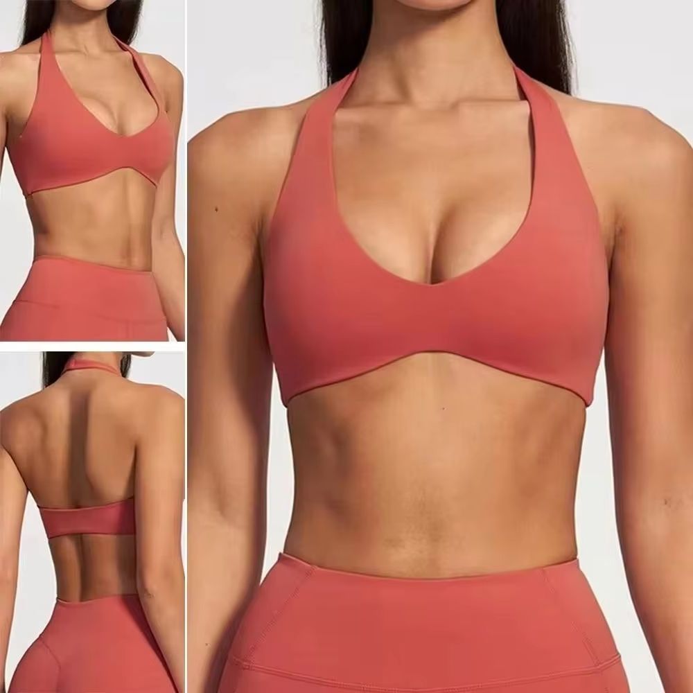 Yoga Và Fitness - Sutiã Esportivo Feminino Halter com Decote