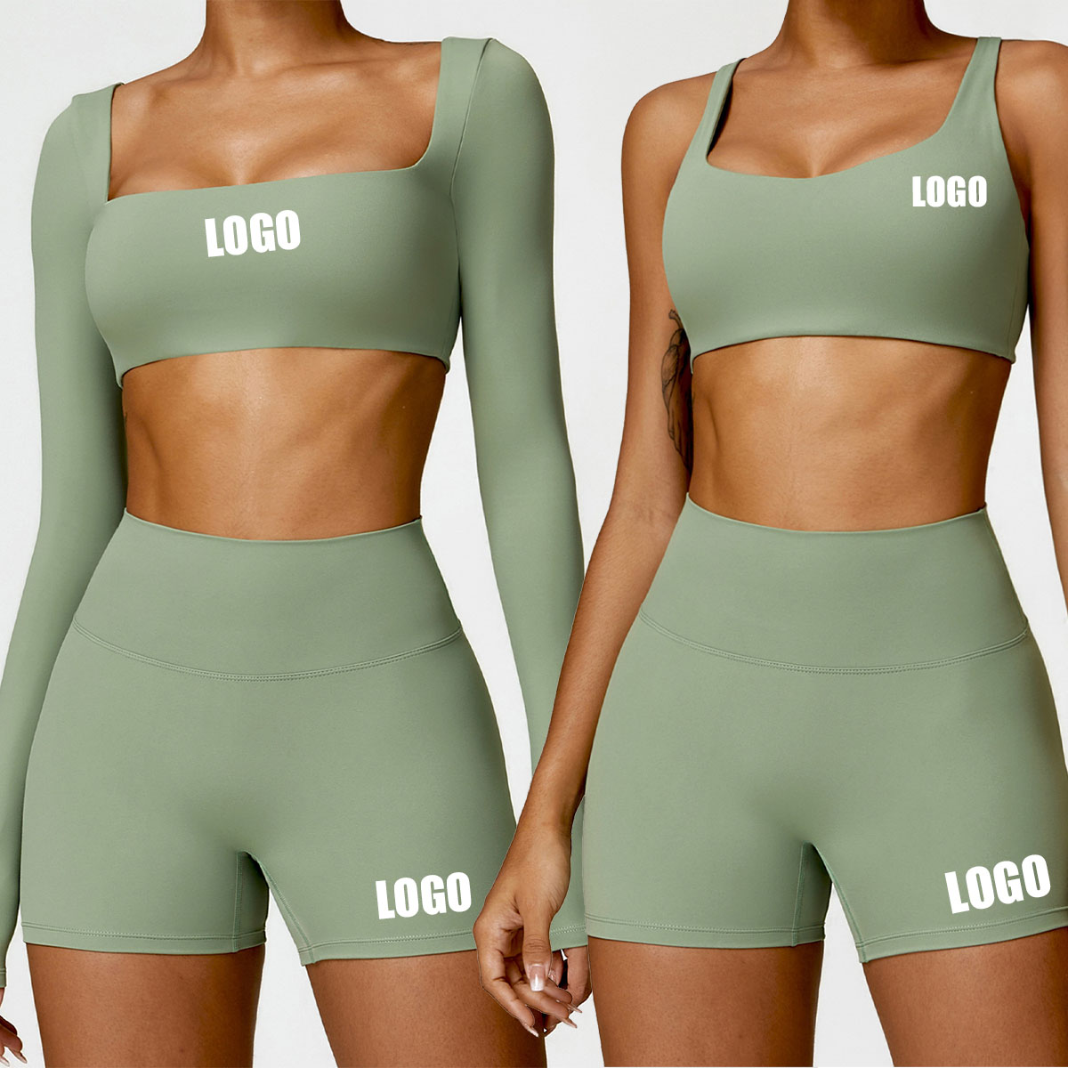 Yoga Và Fitness - Logotipo personalizado feminino verão nude apertado